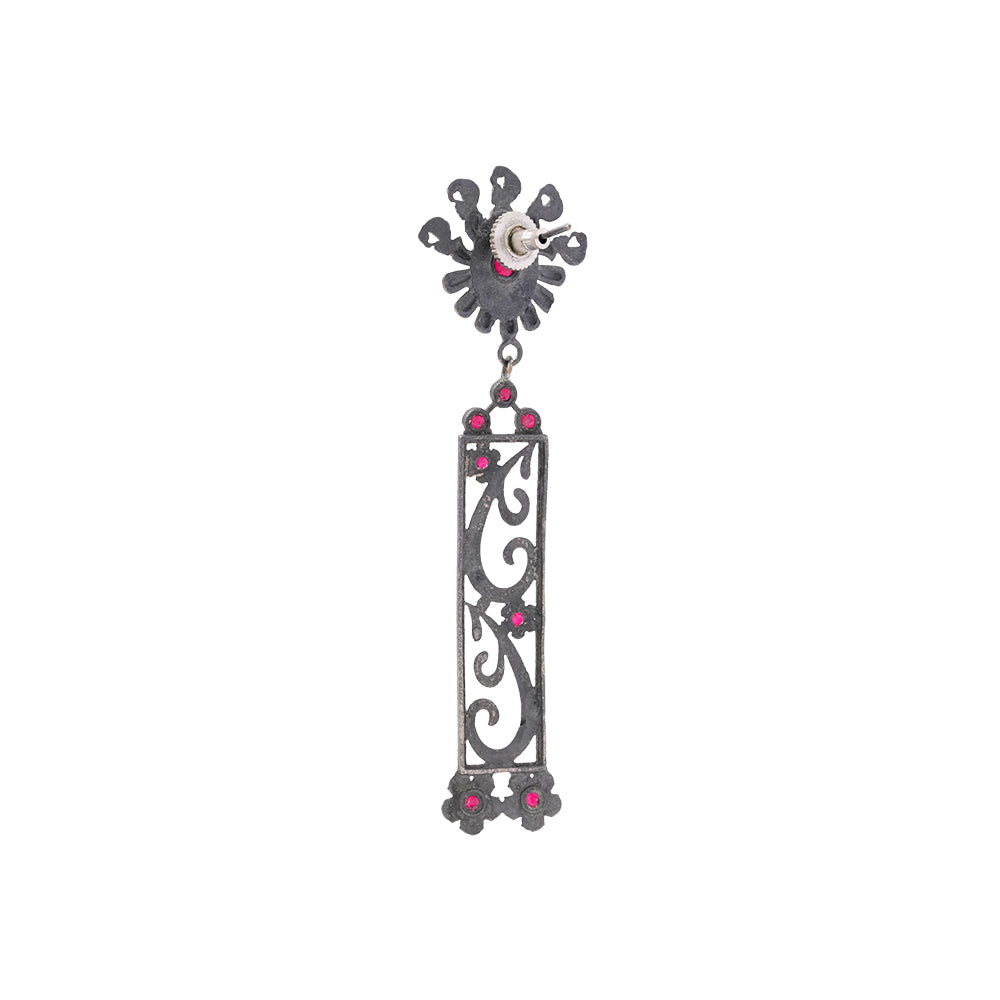 Tarangini- Silver Brass Oxidised dangler earrings