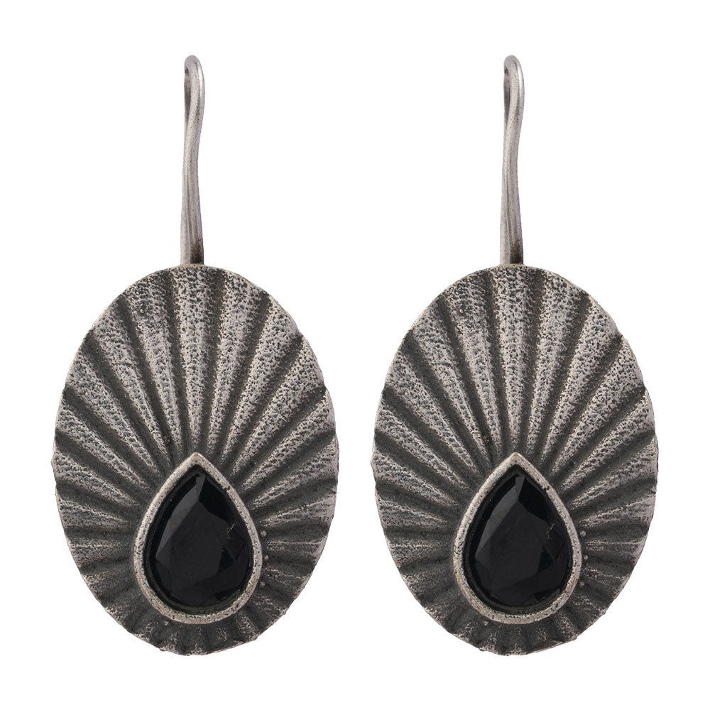 Tejpatra- Silver Brass stone studded dangler earrings