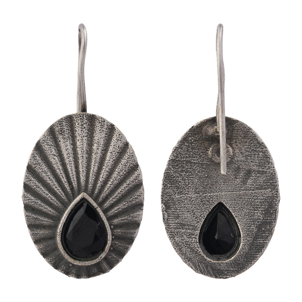 Tejpatra- Silver Brass stone studded dangler earrings