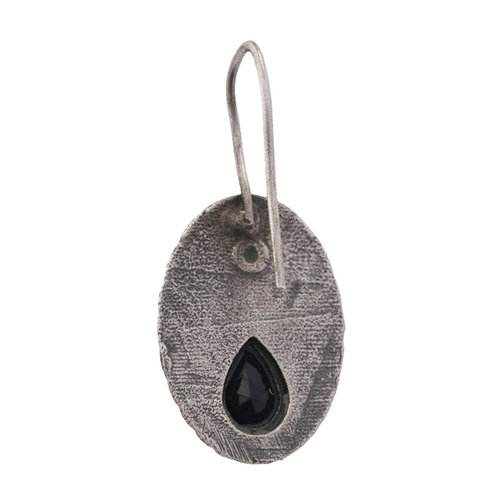 Tejpatra- Silver Brass stone studded dangler earrings