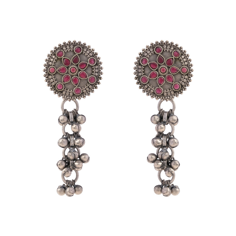 Shyamrekha- Silver Brass ghunghroo dangler earrings