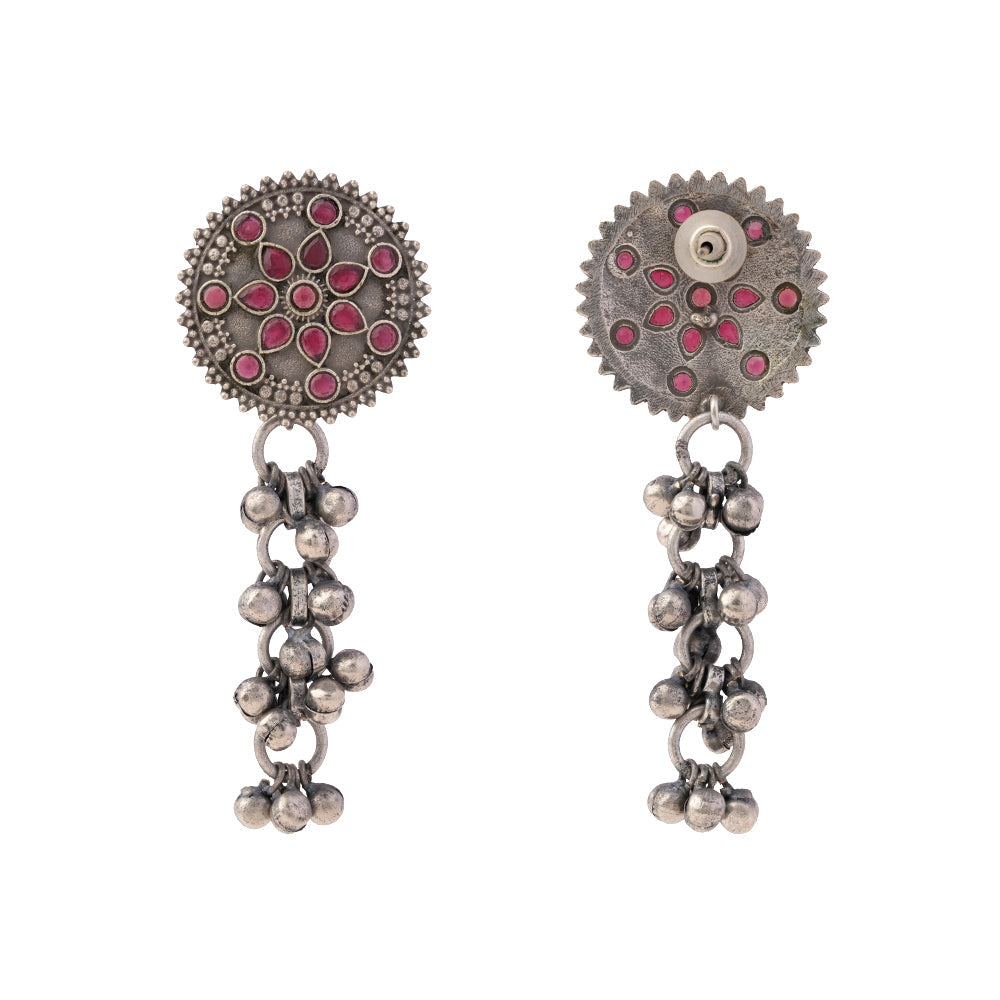 Shyamrekha- Silver Brass ghunghroo dangler earrings