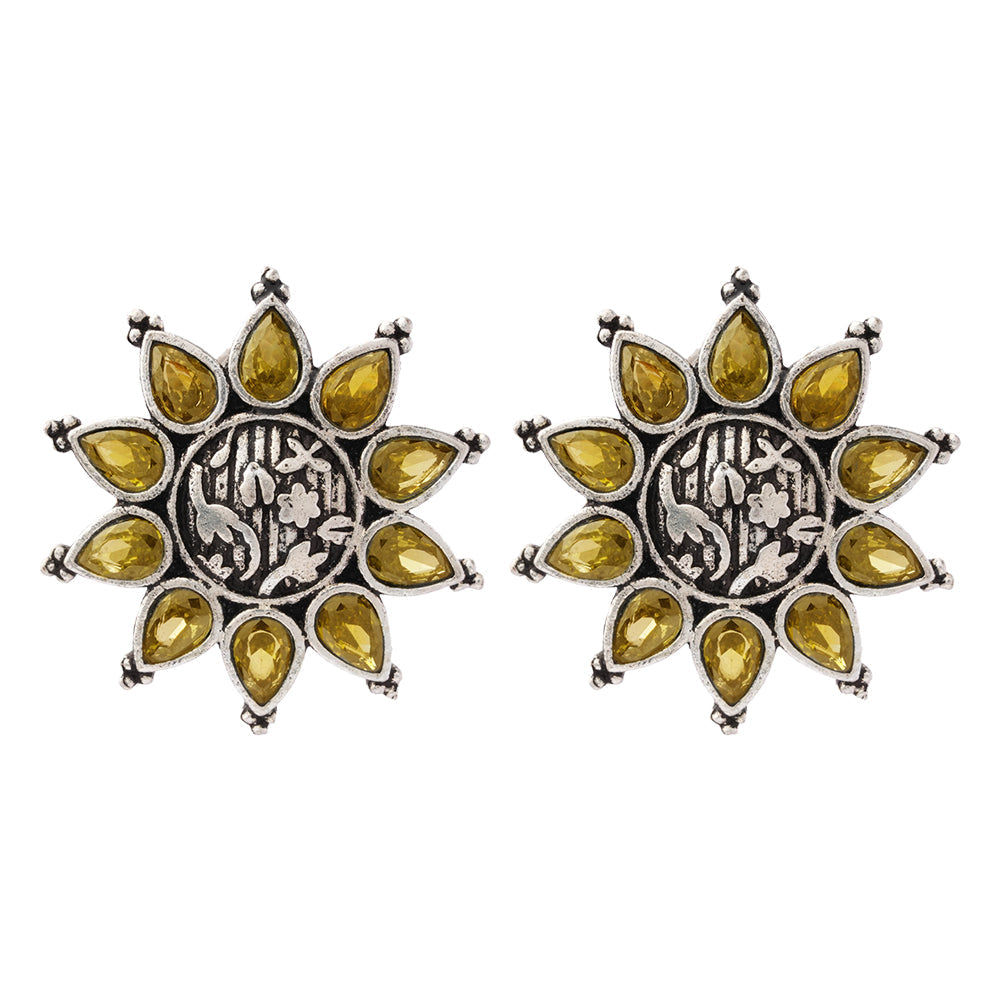SwarnaBoond- Silver Brass Handcrafted Stud Earrings