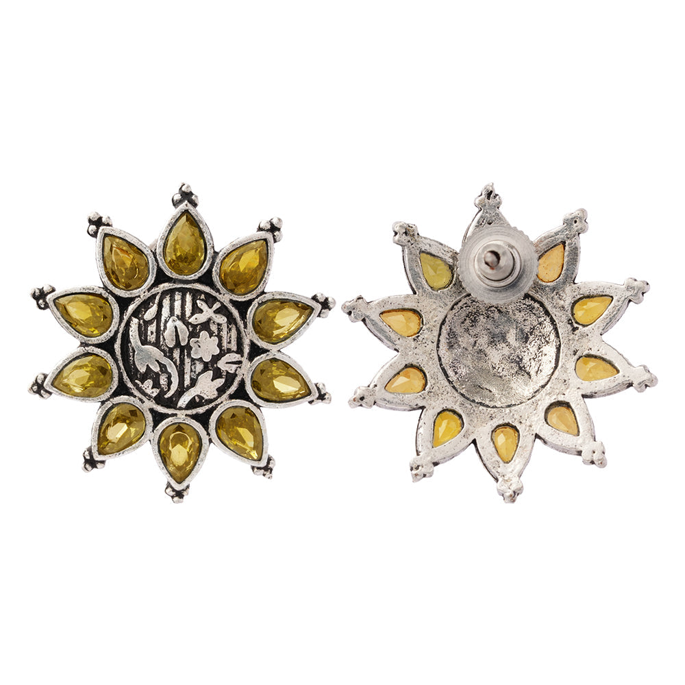 SwarnaBoond- Silver Brass Handcrafted Stud Earrings