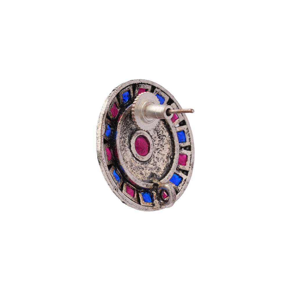 Rangini- Silver Brass Stone Studded Stud Earrings