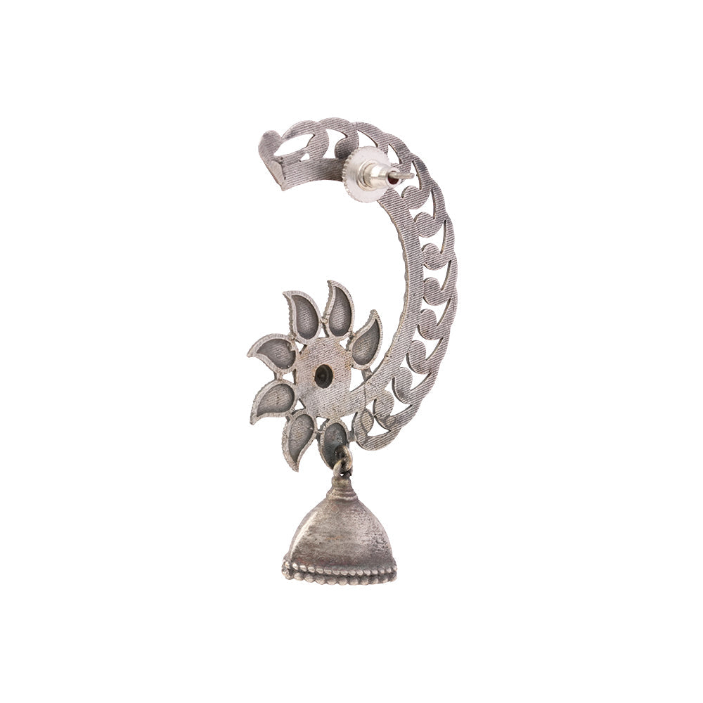 Chandphool- Silver Brass Oxidised dangler earrings