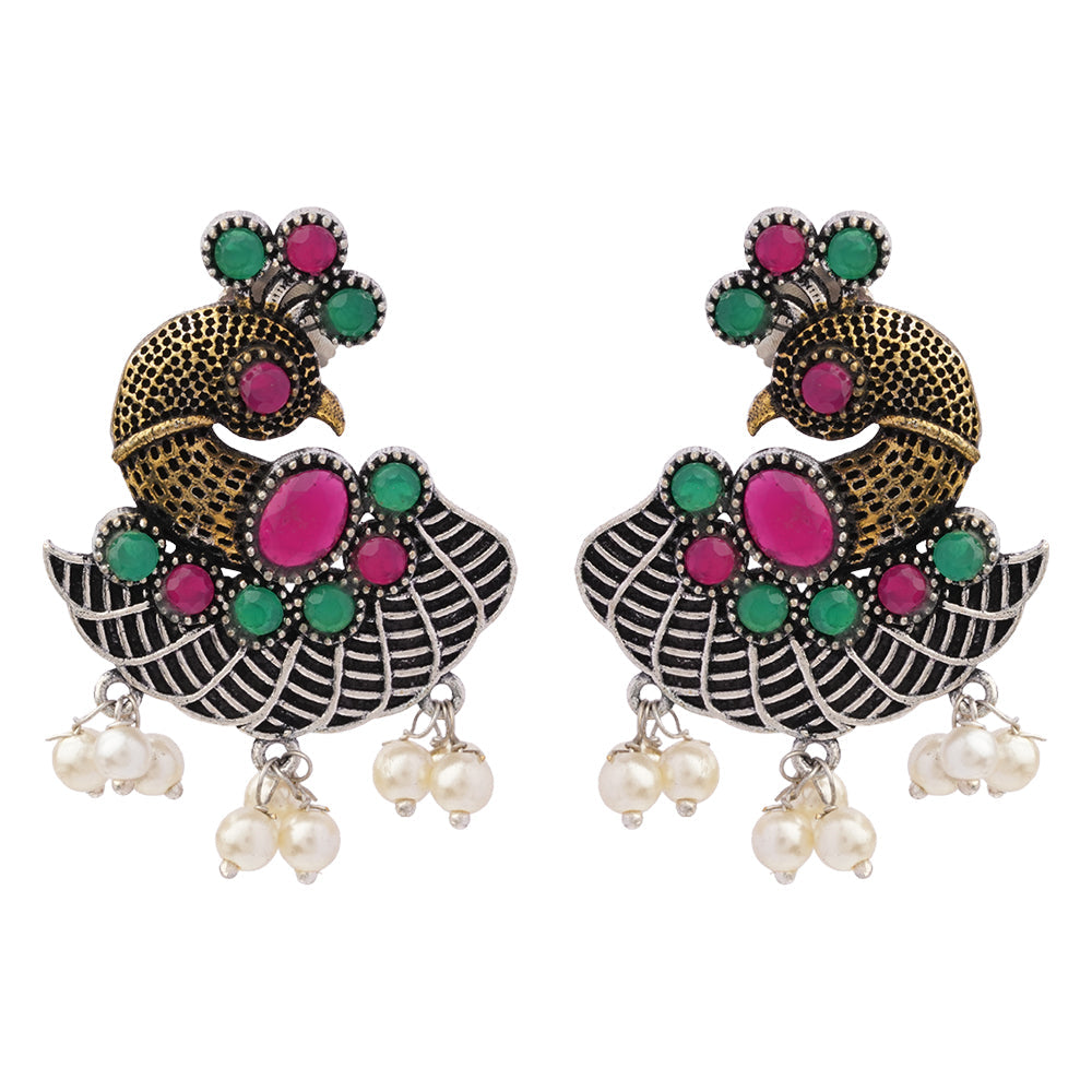Mayuri- Silver Tone Brass Dangler Earrings