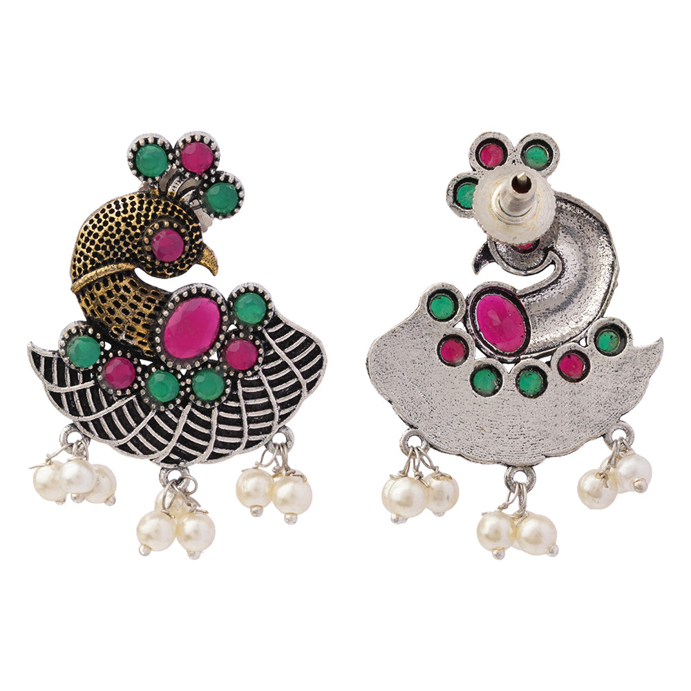 Mayuri- Silver Tone Brass Dangler Earrings