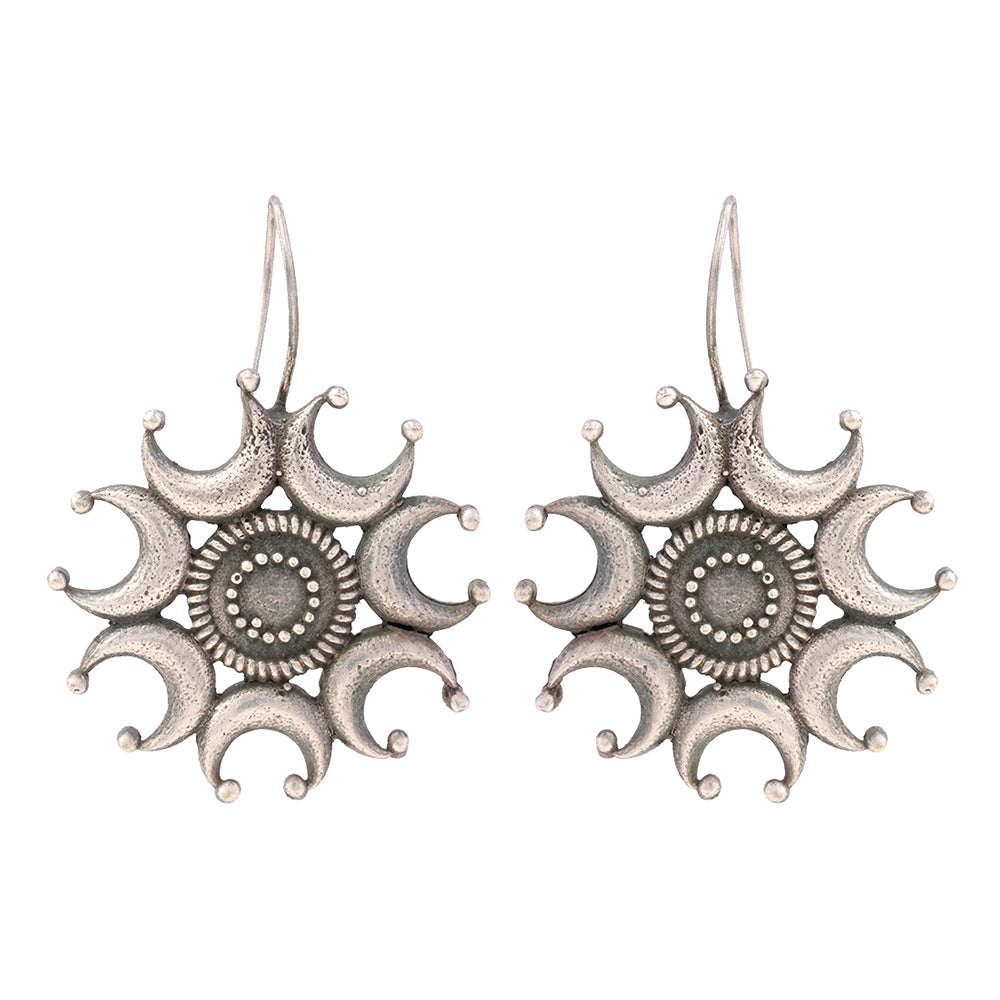 Chanda- Silver Brass oxidised dangler earrings