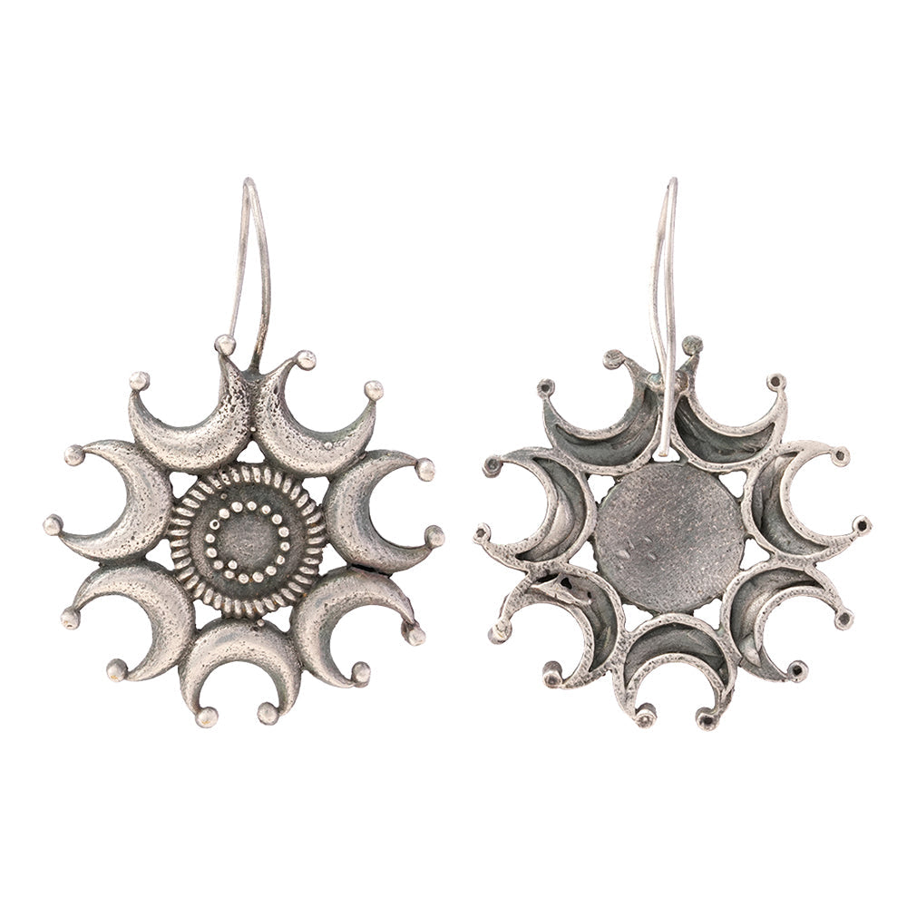 Chanda- Silver Brass oxidised dangler earrings