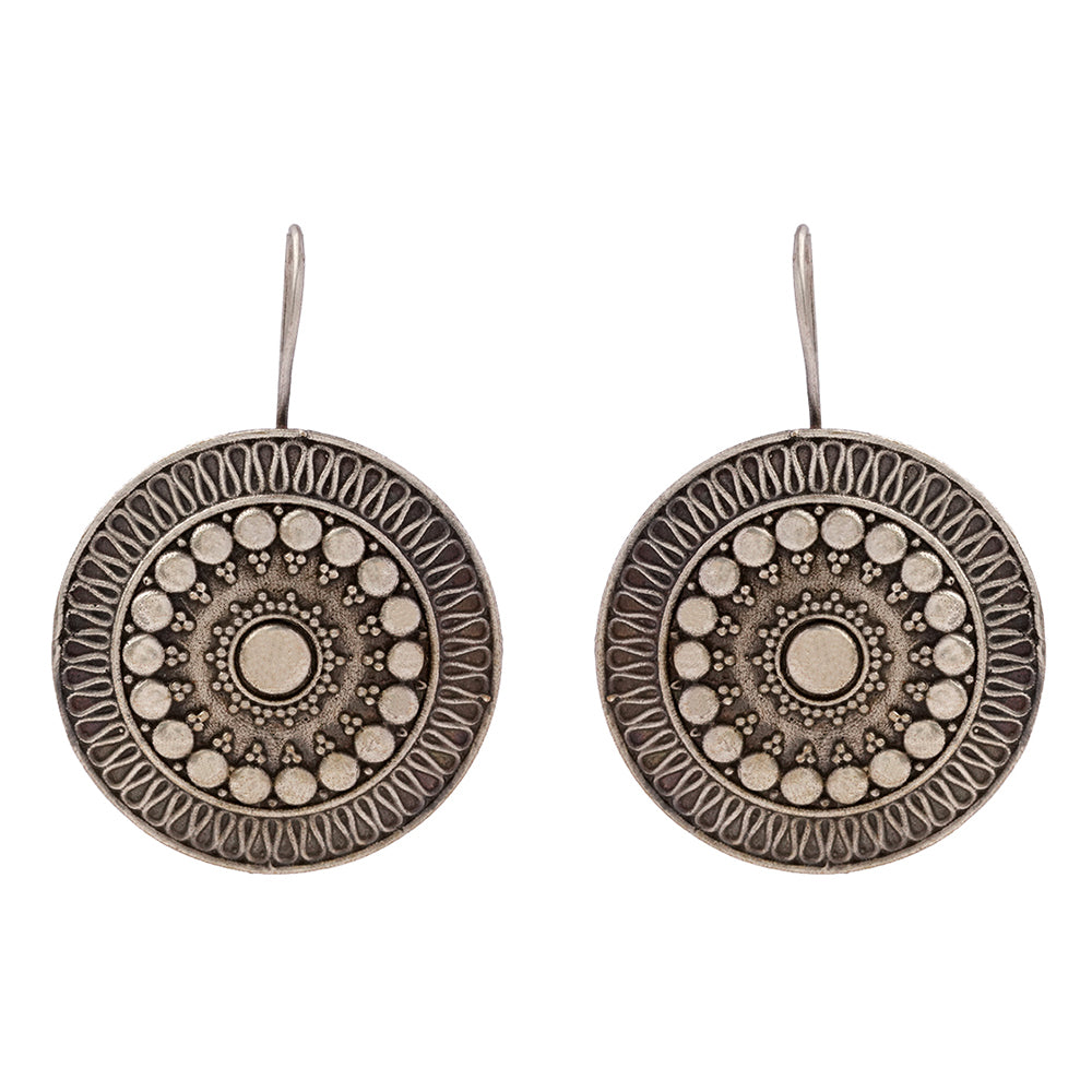ChandChakra- Silver Brass Oxidised stud earrings