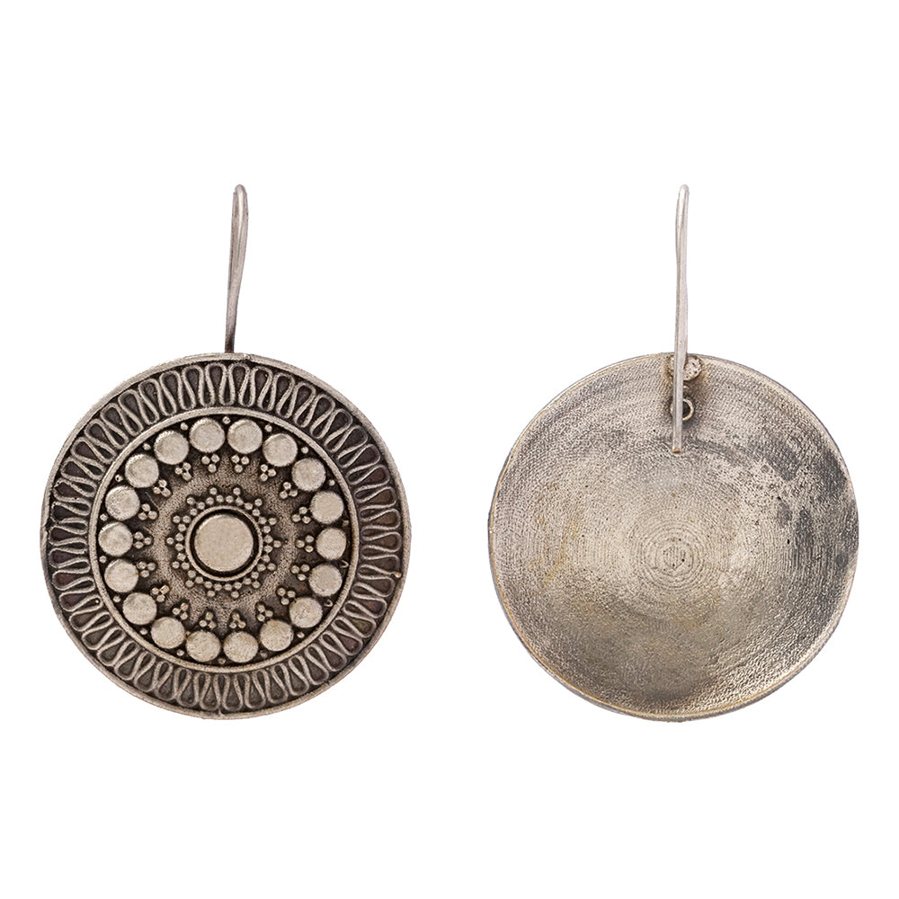 ChandChakra- Silver Brass Oxidised stud earrings