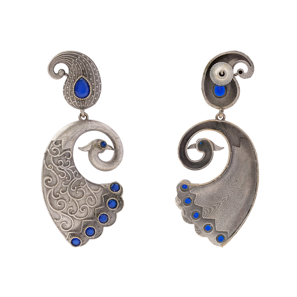 Amarakriti- Silver Brass Oxidised dangler earrings
