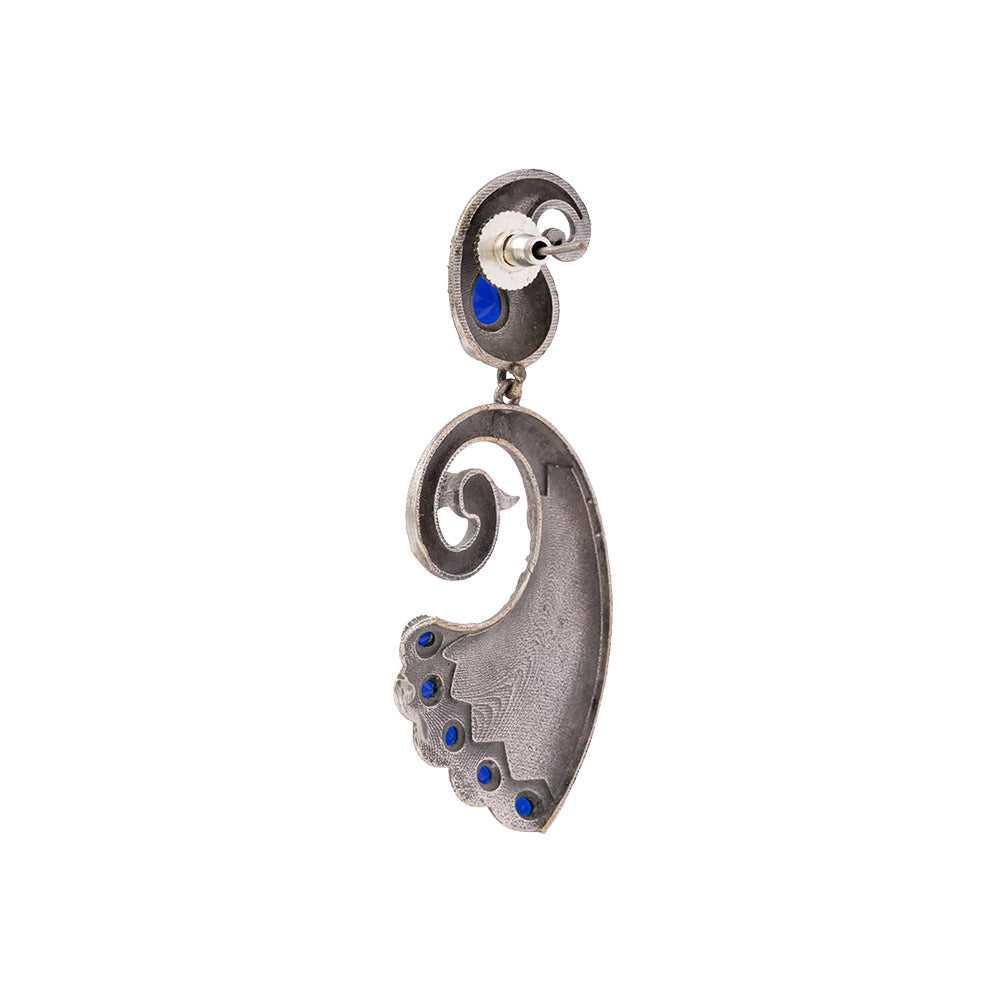 Amarakriti- Silver Brass Oxidised dangler earrings