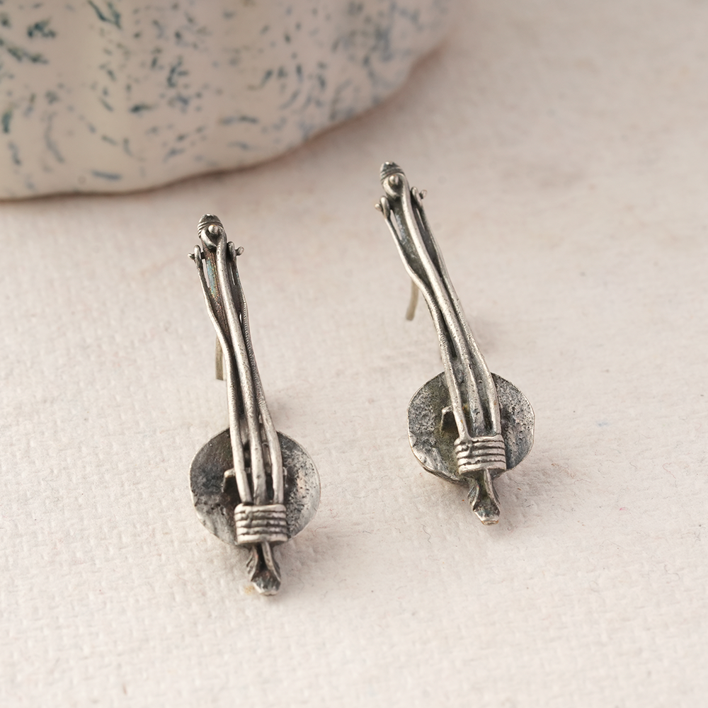 Mira- Silver Brass Oxidised Stud Earrings