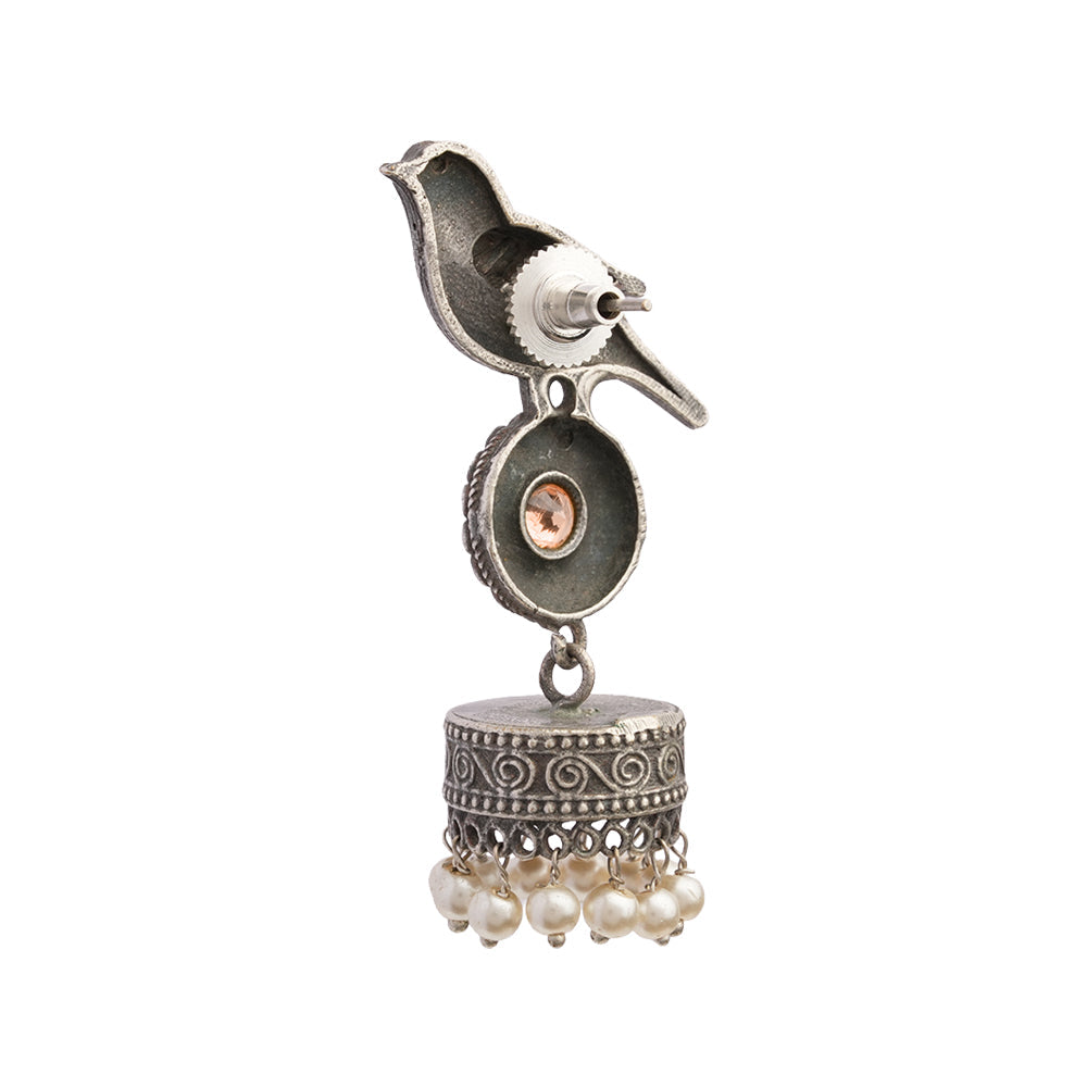 Chakori- Silver Brass Oxidised Jhumka Earrings(Golden)