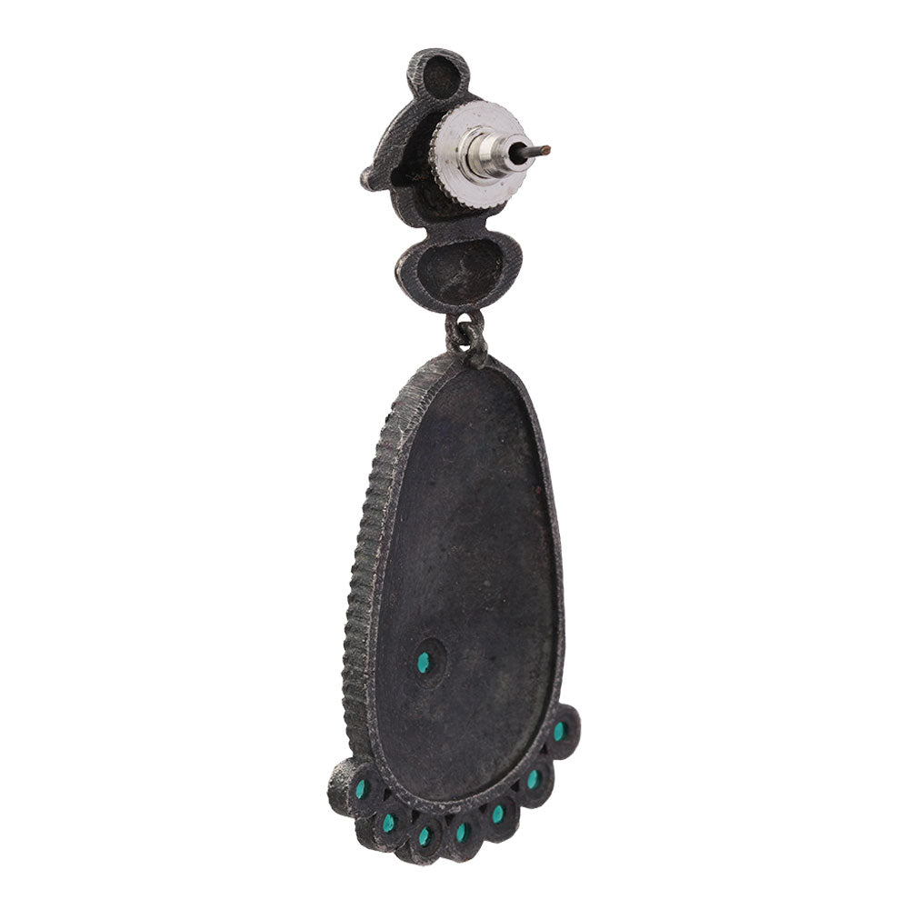 Rangaabha- Silver Brass Oxidised Dangker Earrings