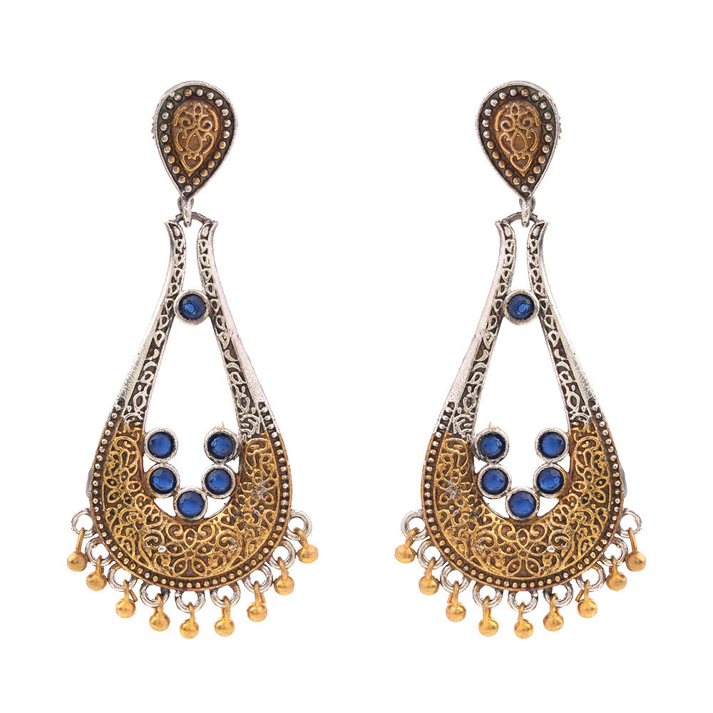 Jhankaar- Silver Brass Oxidised dangler earrings
