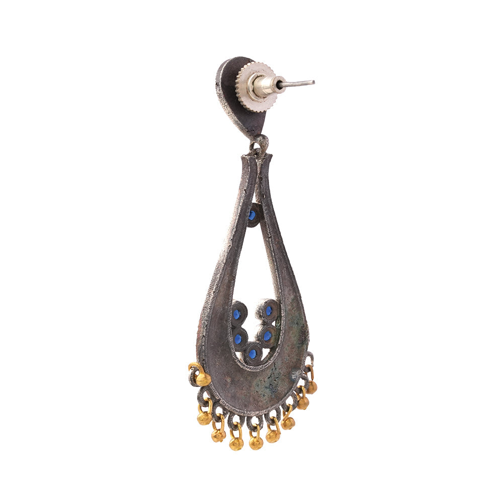 Jhankaar- Silver Brass Oxidised dangler earrings