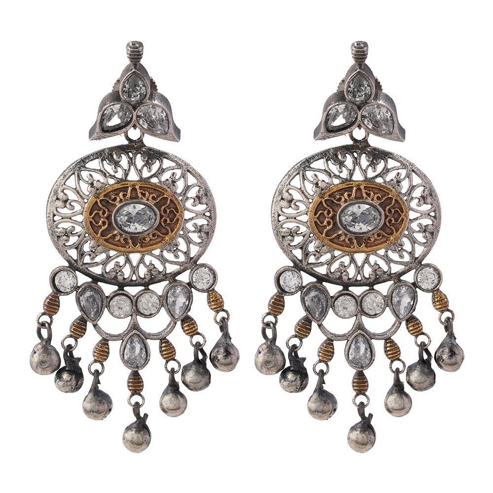 Saurabhi- Silver Brass Oxidisd dangler earrings