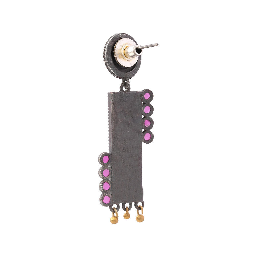 AyatNoor- Silver Brass Oxidised dangler earrings
