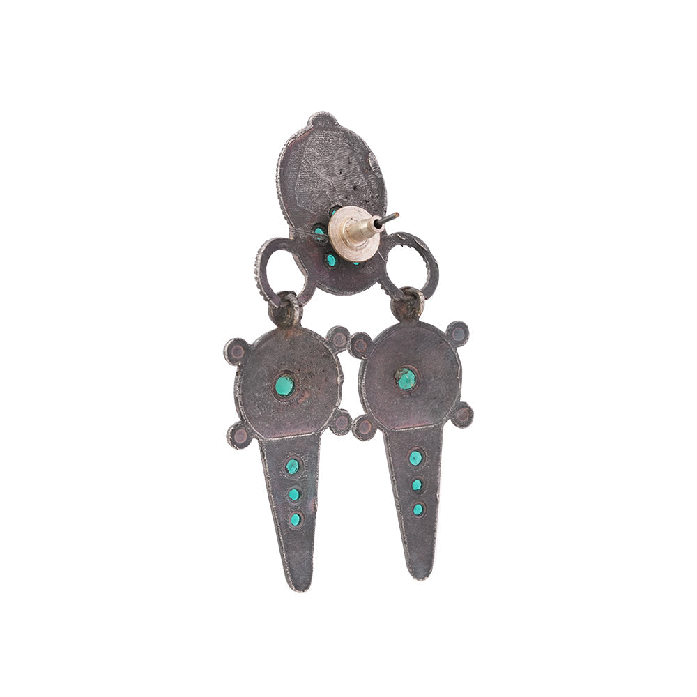 Rajwada- Silver Brass Oxidised dangler earrings