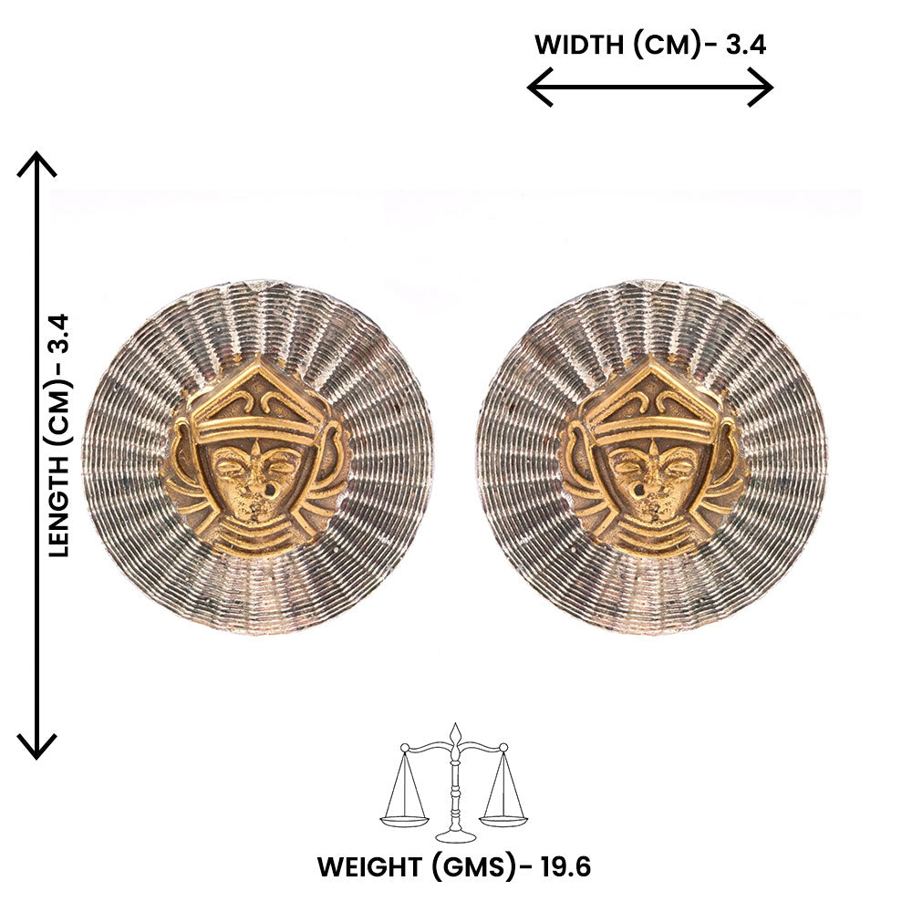RaviChhavi- Silver Brass Oxidised Stud Earrings