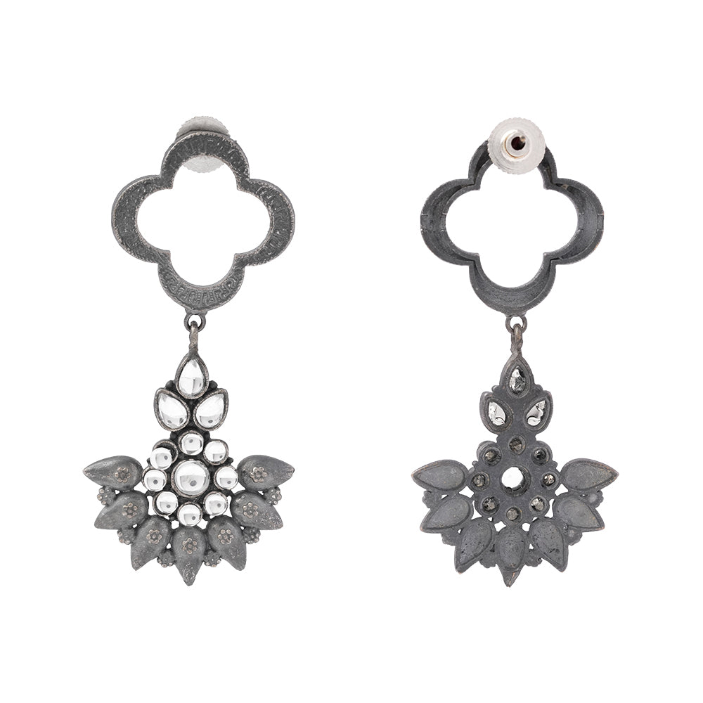 Noorika- Silver Brass Oxidised dangler earrings