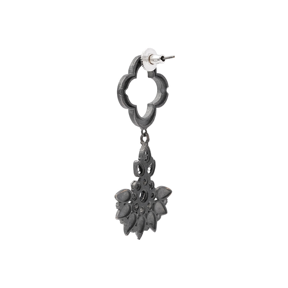 Noorika- Silver Brass Oxidised dangler earrings
