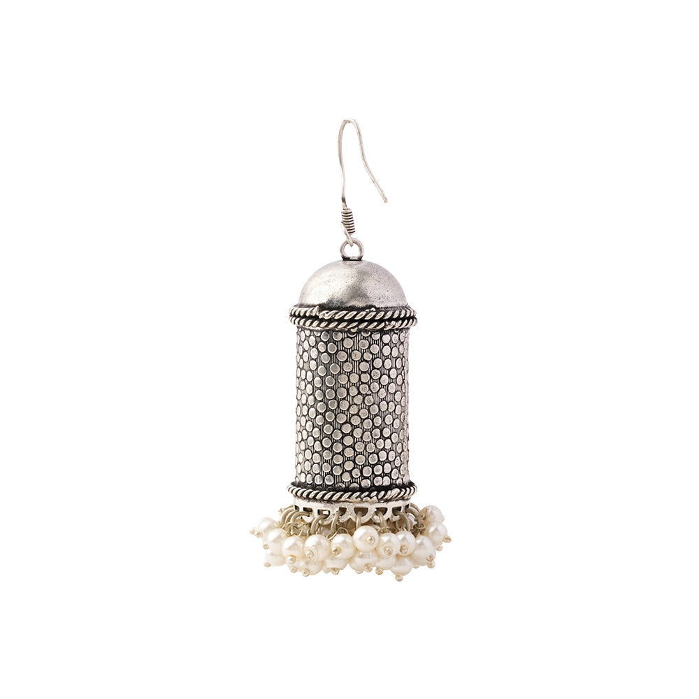 Chamkeeli- Silver Brass Pearl jhumka earrings