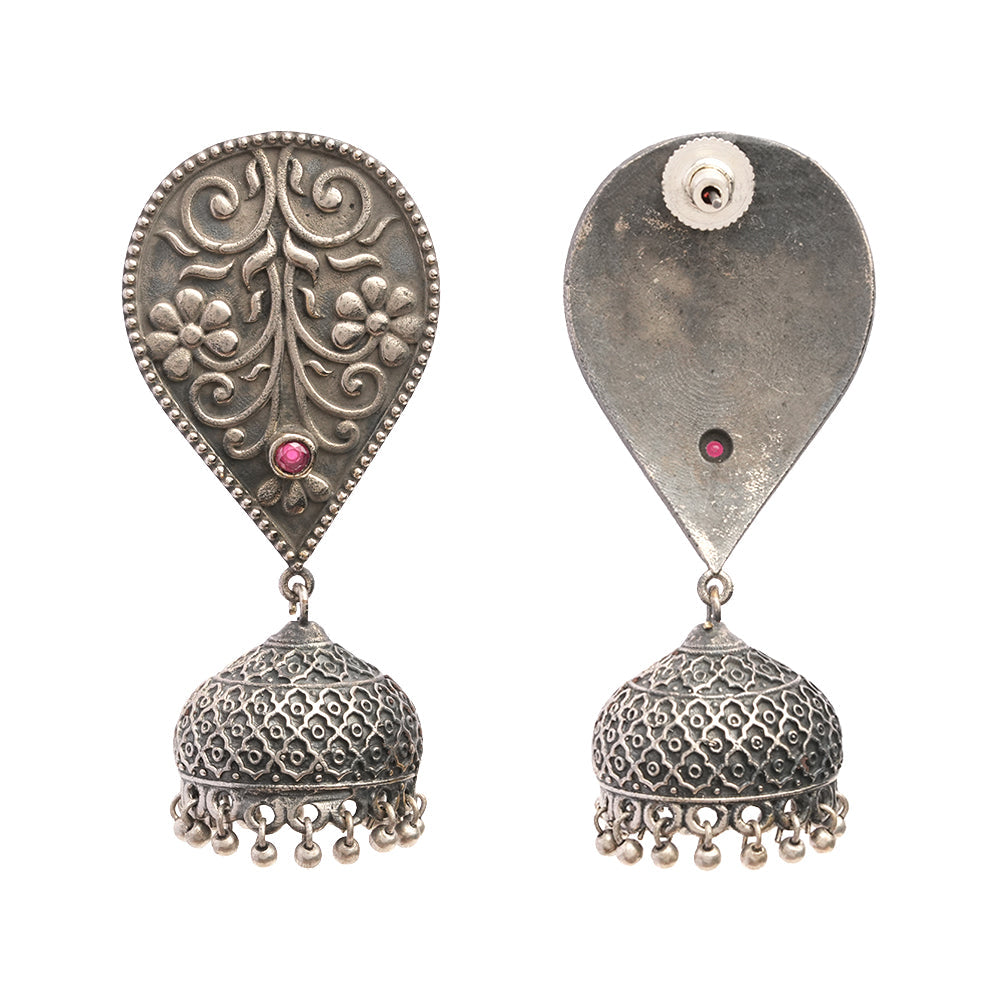 Lahar- Silver Brass oxidised dangler earrings