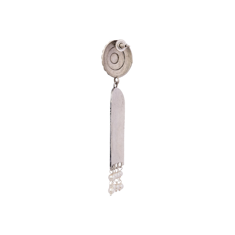 Jharokha- Silver Brass Oxidised Jhumka earrings
