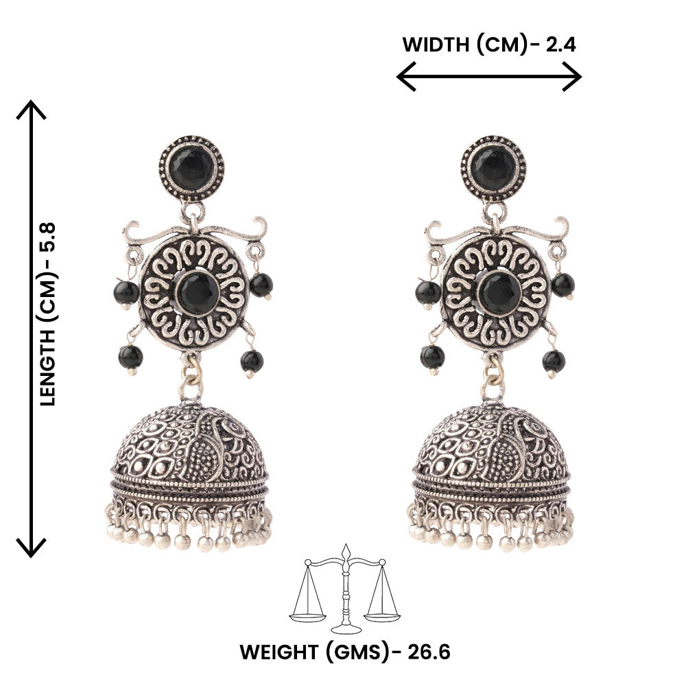 Mallika- Silver Toned Brass Jhumka Earrings