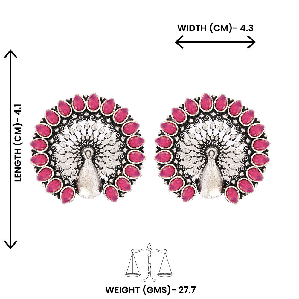 Morika- Silver Brass Oxidised Stud Earrings