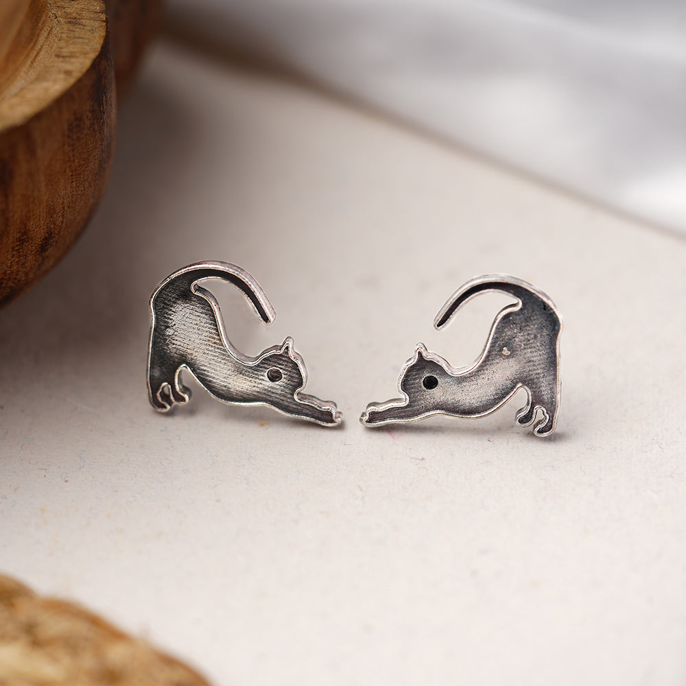 Billu- Silver Brass oxidised stud earrings