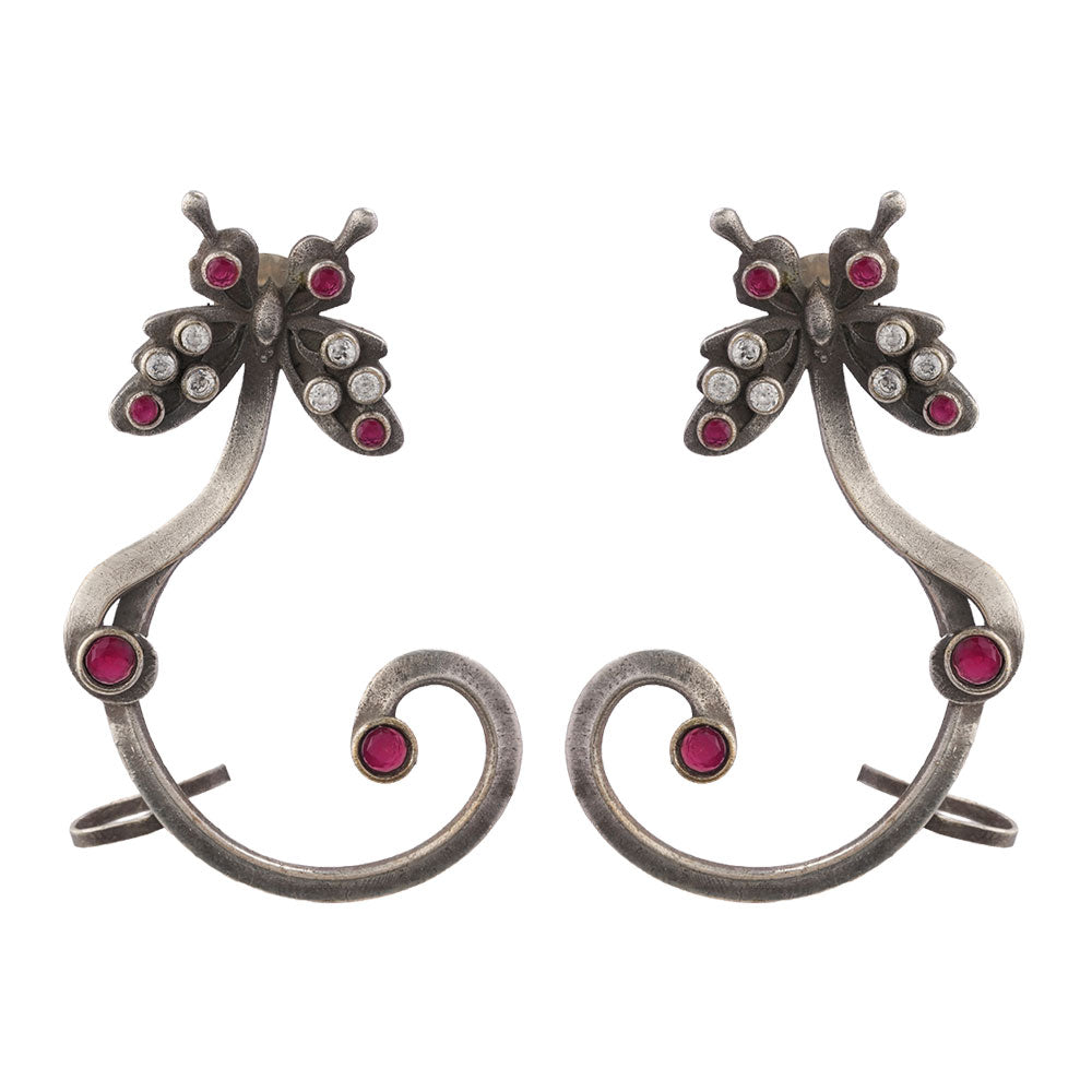 Shyamroop- Silver Brass Oxidised Dangler Earrings