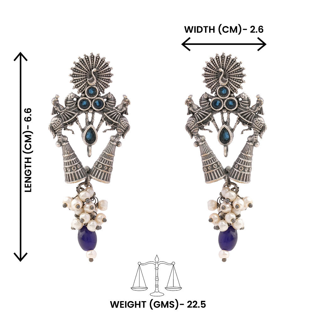Ashwrohi- Silver Brass Pearl dangler earrings