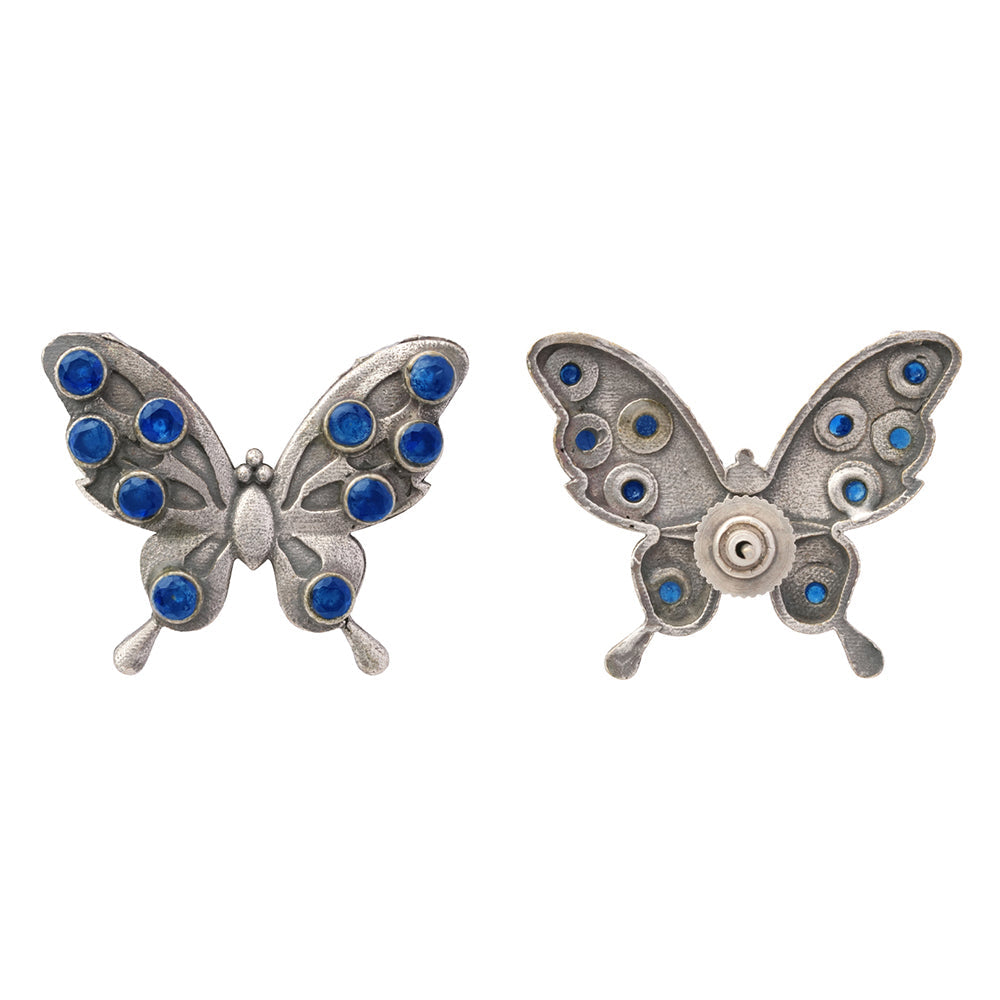 Titli- Silver oxidised stone studded stud earrings