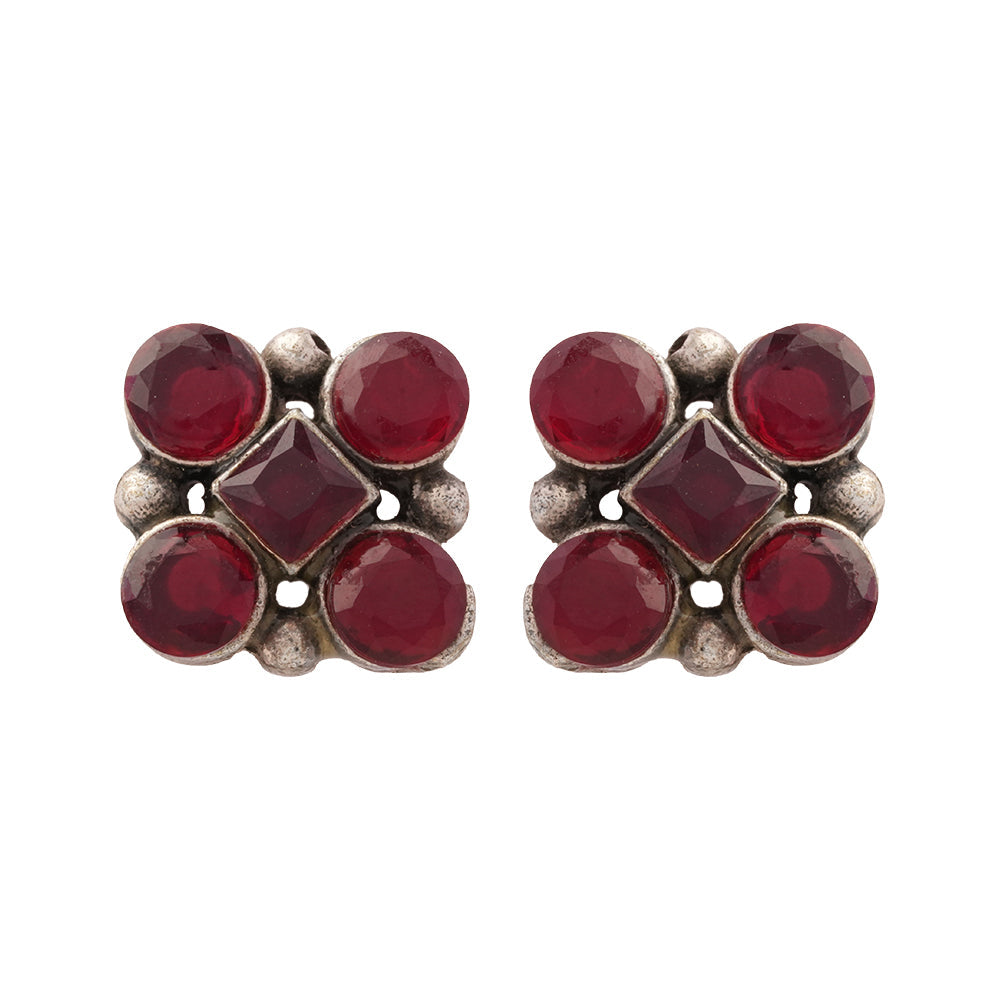 Gulal- Silver Brass Stone studded Stud Earrings