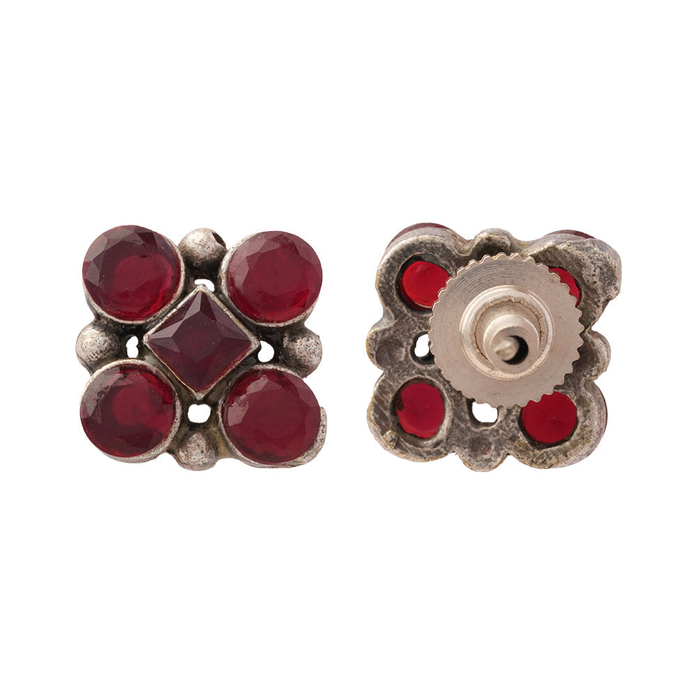 Gulal- Silver Brass Stone studded Stud Earrings