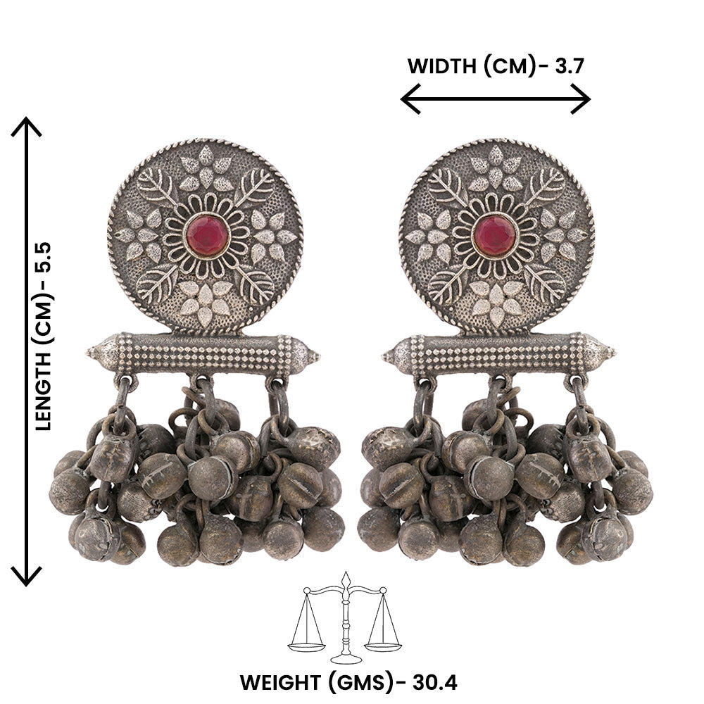 ShahiFarmaan- Silver Brass ghunghroo dangler earrings
