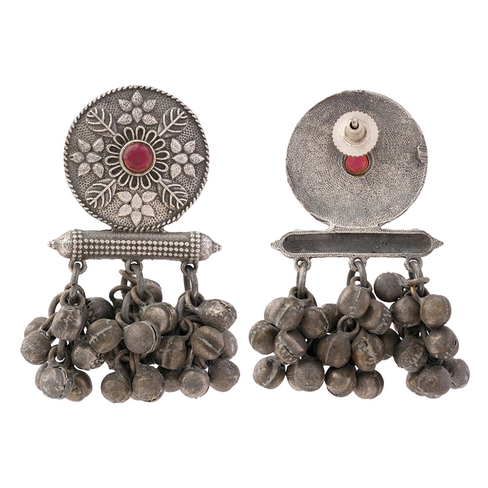 ShahiFarmaan- Silver Brass ghunghroo dangler earrings