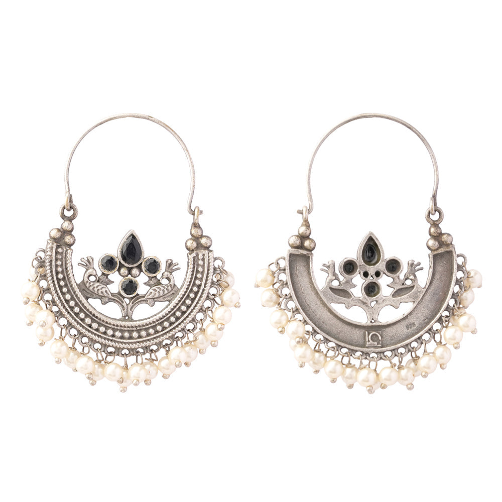 Suvarna- Silver Brass Oxidised dangler earrings