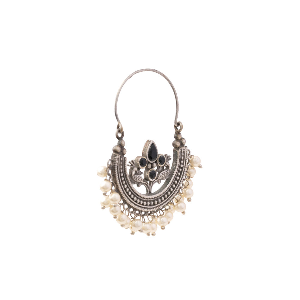 Suvarna- Silver Brass Oxidised dangler earrings