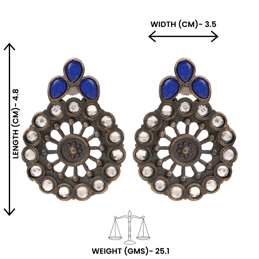 Gulabika- Silver Brass Stone-Studded Stud Earrings(White)