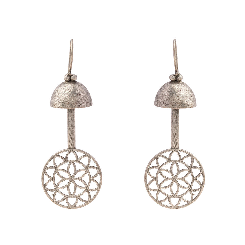 Ghantika- Silver Brass Oxidised dangler earrings