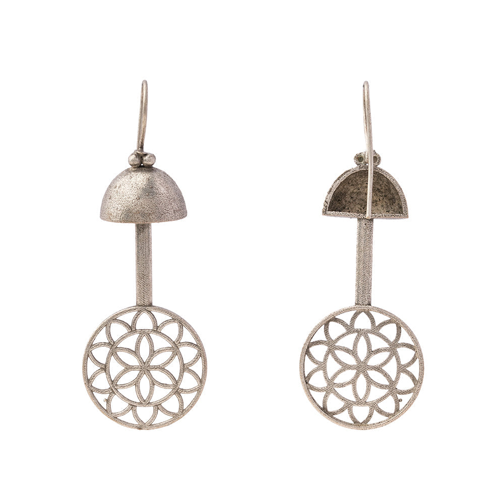 Ghantika- Silver Brass Oxidised dangler earrings
