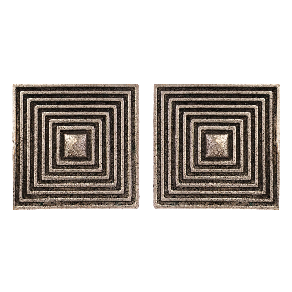 Chaukor- Silver Brass Oxidised stud earrings