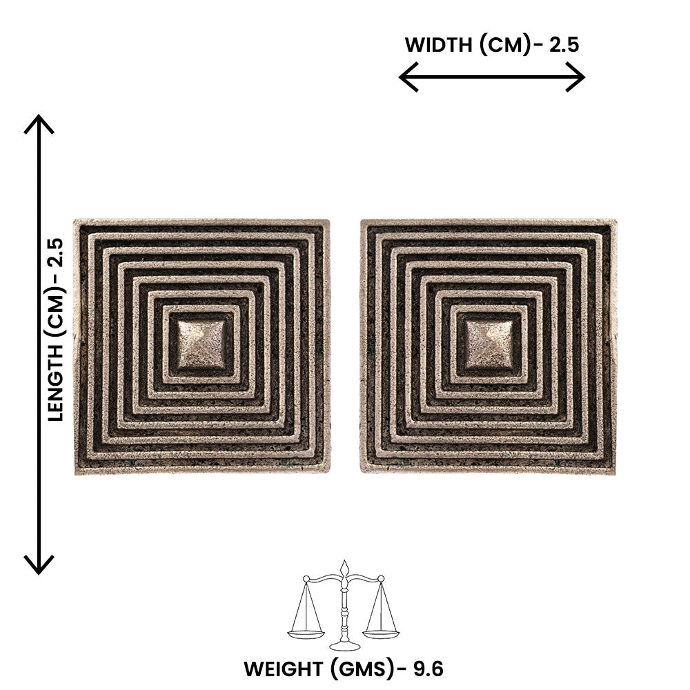 Chaukor- Silver Brass Oxidised stud earrings