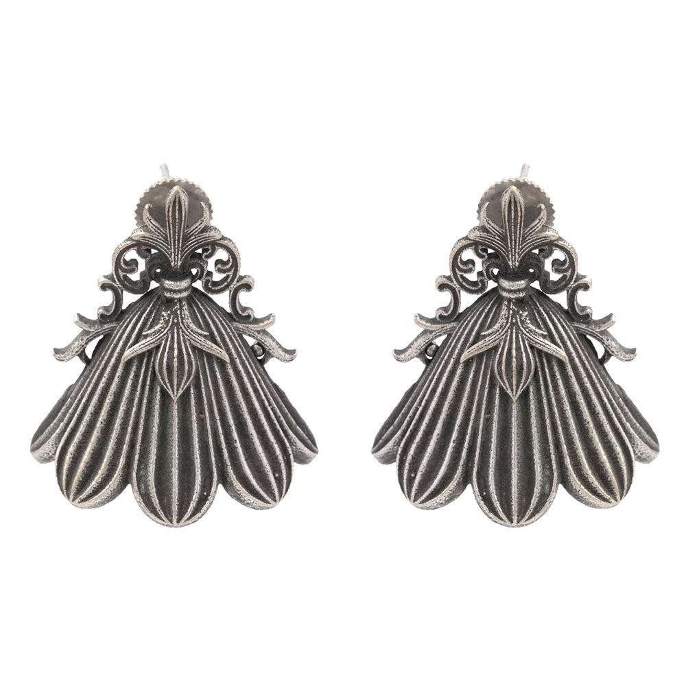 Shyamra- Silver Brass oxidised stud earrings